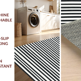 Ultra Soft Area Rug, Non Slip, Stain Resistant, Washable Area Rugs for Living Room, Bedroom, Minimalist Dual-Tone Horizontal Banded Contemporary Decorative Carpet(Black)