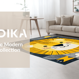 Ultra Soft Area Rug, Non Slip, Stain Resistant, Washable Area Rugs for Living Room, Bedroom, Playful Cartoon Animal Motif(Yellow)
