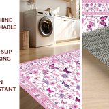 Ultra Soft Area Rug, Non Slip, Stain Resistant, Washable Area Rugs for Living Room, Bedroom, Lively Abstract Floral Elements(White)