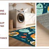 Ultra Soft Area Rug, Non Slip, Stain Resistant, Washable Area Rugs for Living Room, Bedroom, Whimsical Marine Creature Aesthetic(Blue)