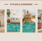 Ultra Soft Area Rug, Non Slip, Stain Resistant, Washable Area Rugs for Living Room, Bedroom, Serene Green Tiled Aesthetic(Green)