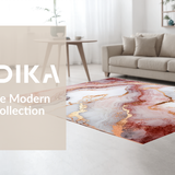 Ultra Soft Area Rug, Non Slip, Stain Resistant, Washable Area Rugs for Living Room, Bedroom, Elegant Abstract Rose Gold Swirls(White)