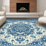 Ultra Soft Area Rug, Non Slip, Stain Resistant, Washable Area Rugs for Living Room, Bedroom, Elegant Transitional Abstract Pattern(Blue)