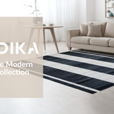 Ultra Soft Area Rug, Non Slip, Stain Resistant, Washable Area Rugs for Living Room, Bedroom, Striped Modern Rug, Black & White(Black)
