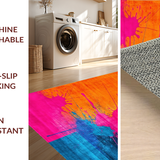 Ultra Soft Area Rug, Non Slip, Stain Resistant, Washable Area Rugs for Living Room, Bedroom, Lively Modern Paint Stroke Aesthetic(Orange)