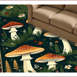 Ultra Soft Area Rug, Non Slip, Stain Resistant, Washable Area Rugs for Living Room, Bedroom, Rustic Mushroom Botanical Motif(Green)