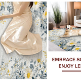 Ultra Soft Area Rug, Non Slip, Stain Resistant, Washable Area Rugs for Living Room, Bedroom, Modern Abstract Floral Art(Gray)