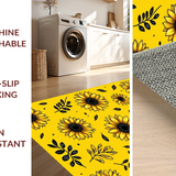 Ultra Soft Area Rug, Non Slip, Stain Resistant, Washable Area Rugs for Living Room, Bedroom, Rustic Sunflower Motif Delight(Yellow)