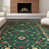 Ultra Soft Area Rug, Non Slip, Stain Resistant, Washable Area Rugs for Living Room, Bedroom, Timeless Rustic Floral Elements(Green)
