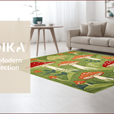 Ultra Soft Area Rug, Non Slip, Stain Resistant, Washable Area Rugs for Living Room, Bedroom, Whimsical Floral Snail Motif(Green)