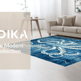 Ultra Soft Area Rug, Non Slip, Stain Resistant, Washable Area Rugs for Living Room, Bedroom, Octopus Rug - Blue and White Octopus Pattern(Blue)