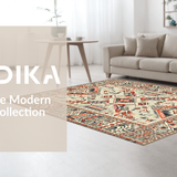 Ultra Soft Area Rug, Non Slip, Stain Resistant, Washable Area Rugs for Living Room, Bedroom, Stylish Minimalist Tribal Elements(Red)