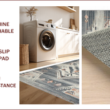 Ultra Soft Area Rug, Non Slip, Stain Resistant, Washable Area Rugs for Living Room, Bedroom, Elegant Distressed Vintage Motif(Gray)