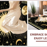 Ultra Soft Area Rug, Non Slip, Stain Resistant, Washable Area Rugs for Living Room, Bedroom, Ethereal Sun Moon Tapestry Aesthetic(Black)