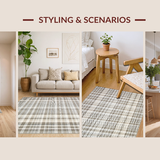 Ultra Soft Area Rug, Non Slip, Stain Resistant, Washable Area Rugs for Living Room, Bedroom, Cottage Style Subtle Plaid Charm(Beige)
