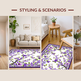 Ultra Soft Area Rug, Non Slip, Stain Resistant, Washable Area Rugs for Living Room, Bedroom, Vivid Pastoral Leaf Motif(Purple)