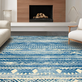 Ultra Soft Area Rug, Non Slip, Stain Resistant, Washable Area Rugs for Living Room, Bedroom, Chic Trellis Pattern with Blue Hues(Blue)