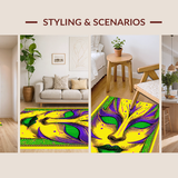 Ultra Soft Area Rug, Non Slip, Stain Resistant, Washable Area Rugs for Living Room, Bedroom, Elegant Purple and Green Fusion(Yellow)