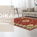 Ultra Soft Area Rug, Non Slip, Stain Resistant, Washable Area Rugs for Living Room, Bedroom, Transitional Cream and Gold Aesthetic(Red)