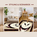Ultra Soft Area Rug, Non Slip, Stain Resistant, Washable Area Rugs for Living Room, Bedroom, Rustic Halloween Themed Decor Piece(White)