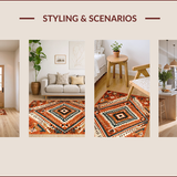 Ultra Soft Area Rug, Non Slip, Stain Resistant, Washable Area Rugs for Living Room, Bedroom, Vibrant Southwestern Rustic Aesthetic(Red)
