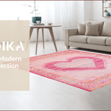 Ultra Soft Area Rug, Non Slip, Stain Resistant, Washable Area Rugs for Living Room, Bedroom, Lovely Romantic Vintage Style(Pink)