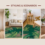 Ultra Soft Area Rug, Non Slip, Stain Resistant, Washable Area Rugs for Living Room, Bedroom, Lush Jungle Animal Aesthetic(Green)
