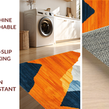 Ultra Soft Area Rug, Non Slip, Stain Resistant, Washable Area Rugs for Living Room, Bedroom, Bright Minimalist Circle Artwork(Orange)