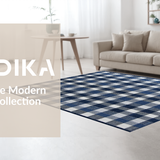 Modern Transitional Blue Gray Check(Blue)