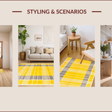Ultra Soft Area Rug, Non Slip, Stain Resistant, Washable Area Rugs for Living Room, Bedroom, Chic Striped Modern Aesthetic(Yellow)