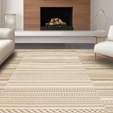 Ultra Soft Area Rug, Non Slip, Stain Resistant, Washable Area Rugs for Living Room, Bedroom, Natural Circle Boho Elegance(Beige)
