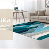 Ultra Soft Area Rug, Non Slip, Stain Resistant, Washable Area Rugs for Living Room, Bedroom, Chic Modern Grey Swirl Patterns(Blue)