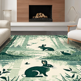 Ultra Soft Area Rug, Non Slip, Stain Resistant, Washable Area Rugs for Living Room, Bedroom, Artistic Retro Rabbit Design(Gray)