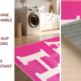 Ultra Soft Area Rug, Non Slip, Stain Resistant, Washable Area Rugs for Living Room, Bedroom, Cute Alphabetic Circle Aesthetic(Pink)