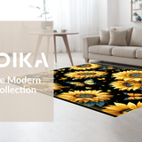 Ultra Soft Area Rug, Non Slip, Stain Resistant, Washable Area Rugs for Living Room, Bedroom, Contemporary Rustic Floral Fusion(Yellow)