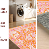 Ultra Soft Area Rug, Non Slip, Stain Resistant, Washable Area Rugs for Living Room, Bedroom, Elegant Earthy Tones Blossom(Orange)
