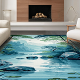 Ultra Soft Area Rug, Non Slip, Stain Resistant, Washable Area Rugs for Living Room, Bedroom, Playful Multicolor Coastal Aesthetic(Blue)