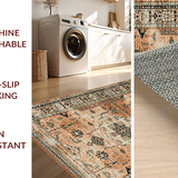 Ultra Soft Area Rug, Non Slip, Stain Resistant, Washable Area Rugs for Living Room, Bedroom, Chic Faded Diamond Pattern(Brown)