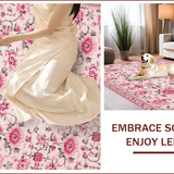 Ultra Soft Area Rug, Non Slip, Stain Resistant, Washable Area Rugs for Living Room, Bedroom, Vintage Floral Soft Non-Slip Rug(Pink)