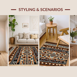 Ultra Soft Area Rug, Non Slip, Stain Resistant, Washable Area Rugs for Living Room, Bedroom, Warm Vibrant Floral Geometry(Brown)