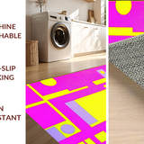 Ultra Soft Area Rug, Non Slip, Stain Resistant, Washable Area Rugs for Living Room, Bedroom, Eclectic Color Burst Geometric Style(Pink)