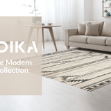 Ultra Soft Area Rug, Non Slip, Stain Resistant, Washable Area Rugs for Living Room, Bedroom, Stylish Neutral Abstract Elements(White)