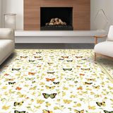 Ultra Soft Area Rug, Non Slip, Stain Resistant, Washable Area Rugs for Living Room, Bedroom, Lush Green Textured Floral Design(White)