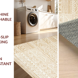 Ultra Soft Area Rug, Non Slip, Stain Resistant, Washable Area Rugs for Living Room, Bedroom, Timeless Earth Tone Symbolic Art(Beige)
