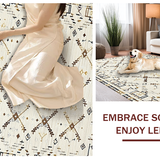 Ultra Soft Area Rug, Non Slip, Stain Resistant, Washable Area Rugs for Living Room, Bedroom, Eclectic Earth Tone Tasseled Design(Beige)