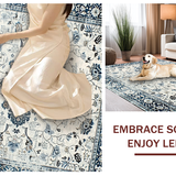 Ultra Soft Area Rug, Non Slip, Stain Resistant, Washable Area Rugs for Living Room, Bedroom, Vibrant Retro Floral Fusion(White)