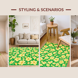 Ultra Soft Area Rug, Non Slip, Stain Resistant, Washable Area Rugs for Living Room, Bedroom, Fresh Three-Dimensional Blossom Style(Green)
