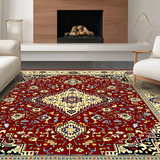 Ultra Soft Area Rug, Non Slip, Stain Resistant, Washable Area Rugs for Living Room, Bedroom, Intricate Vintage Damask Style(Red)