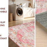 Ultra Soft Area Rug, Non Slip, Stain Resistant, Washable Area Rugs for Living Room, Bedroom, Cozy Earthy Floral Fusion(Pink)