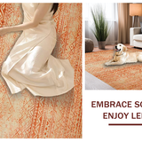 Ultra Soft Area Rug, Non Slip, Stain Resistant, Washable Area Rugs for Living Room, Bedroom, Vibrant Antique Inspired Geometry(Orange)